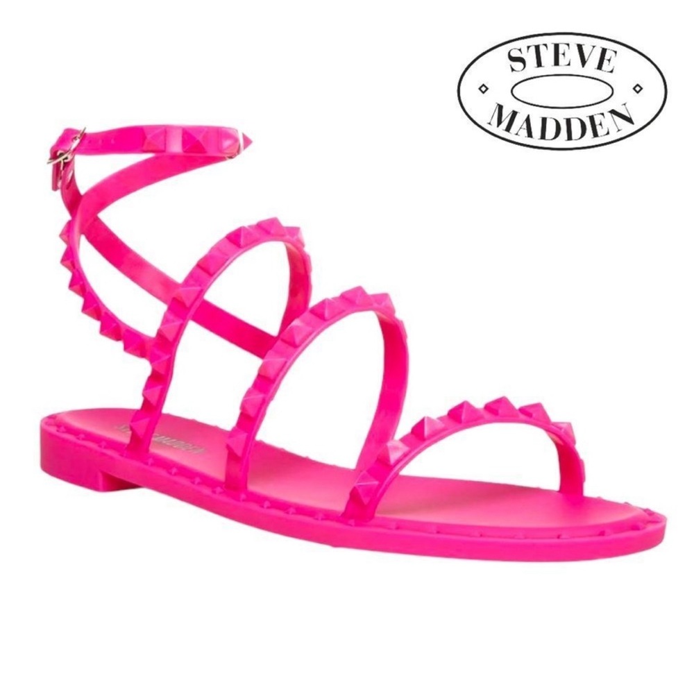Steve Madden Studded Strappy Jelly Sandal - Hot Pink - Women’s size 9